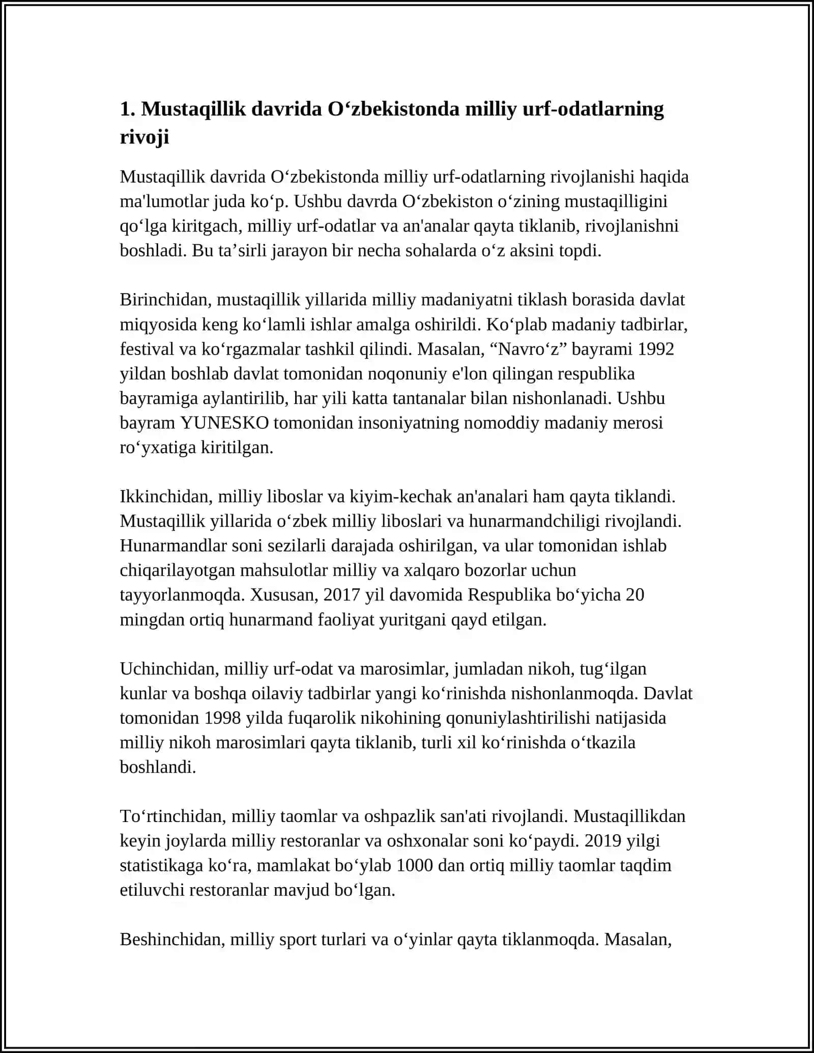 MUSTAQILIK YILARIDA O‘ZBEKISTONDA MILLIY URF ODATLARI QADRIYATLARI VA ANANLARNING QAYTA TIKLANSHI 4