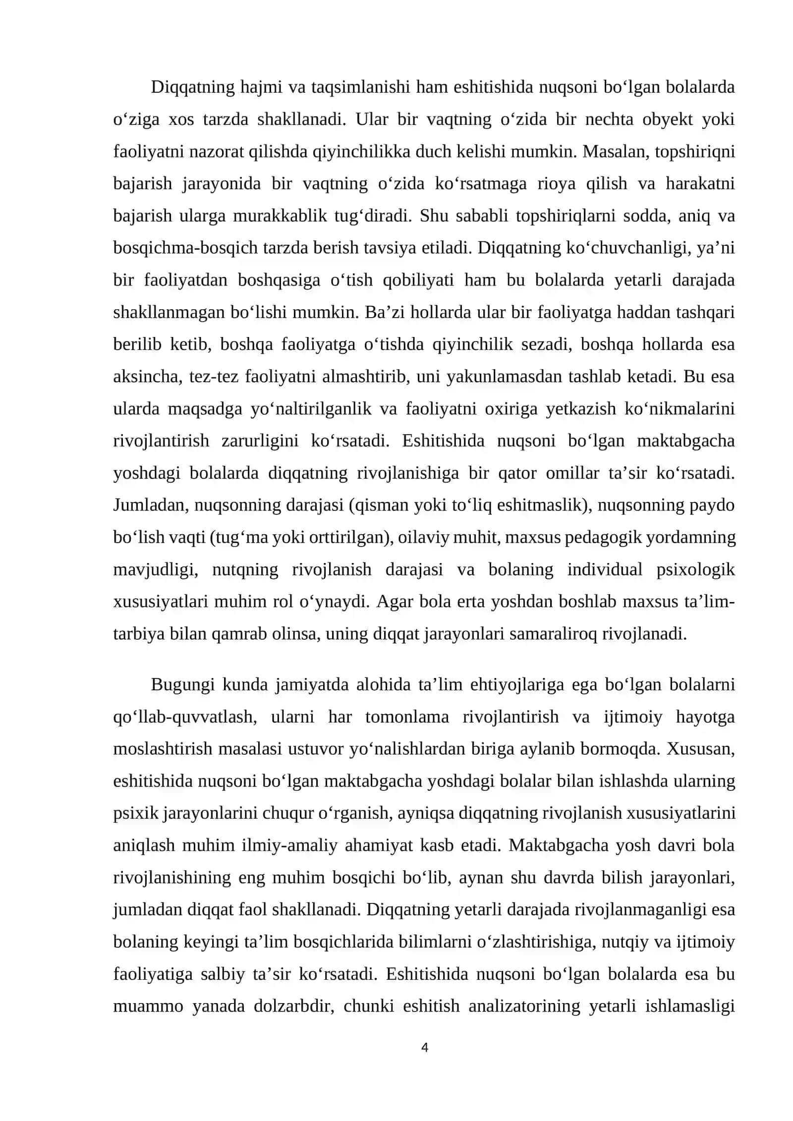 Eshitishida nuqsoni bo‘lgan maktabgacha yoshdagi bolalarda diqqatning o‘ziga xos xususiyatlari 4