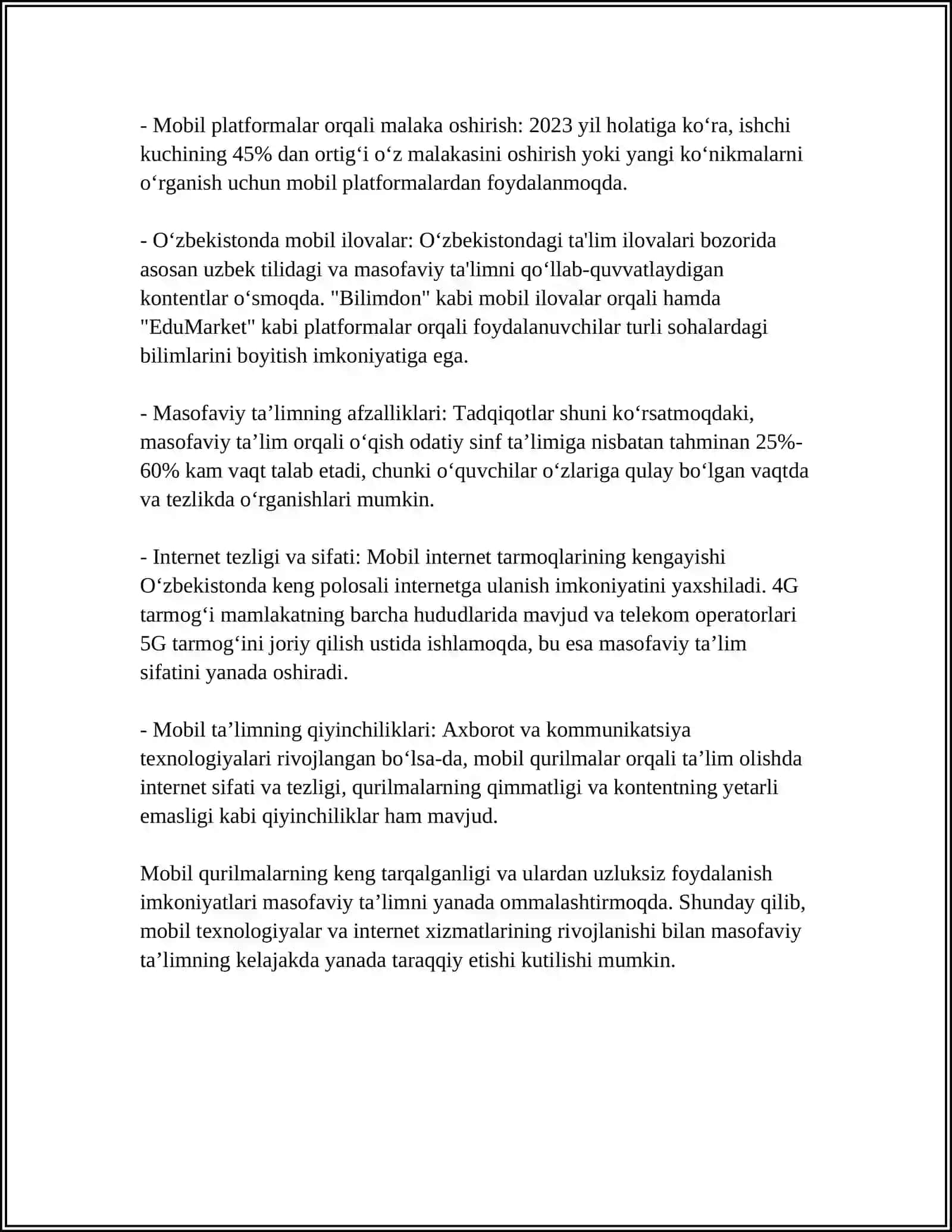 MOBIL IJTIMOIY MEDIANING TALIM TIZIMIGA TASIRI 4
