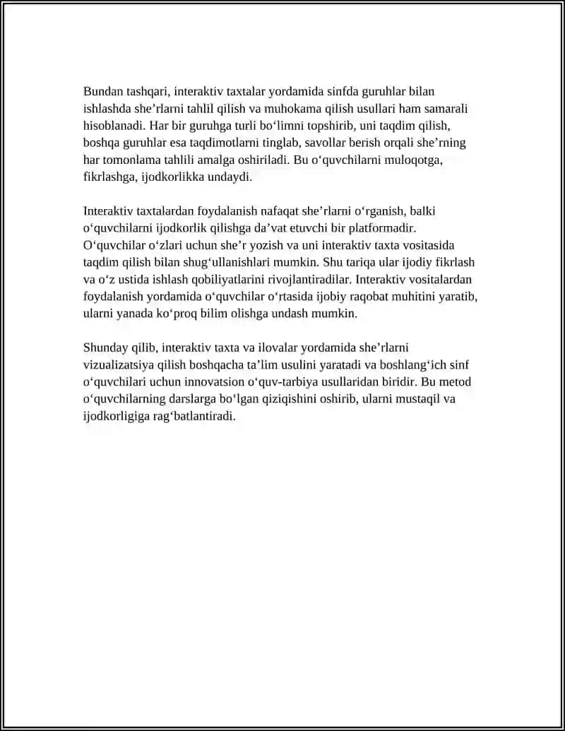 BOSHLANG‘ICH SINF O‘QISH DARSLARIDA SHE’RLARDAN FOYDALANISHNING INNOVATSION METODLARI 4