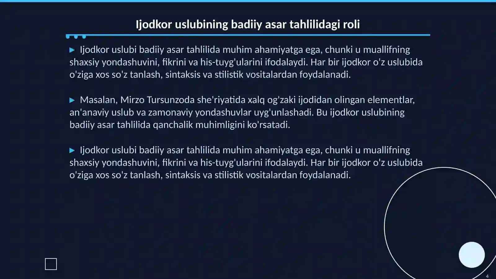 Badiiy asar asar tilini tahlil qilish usullari 4