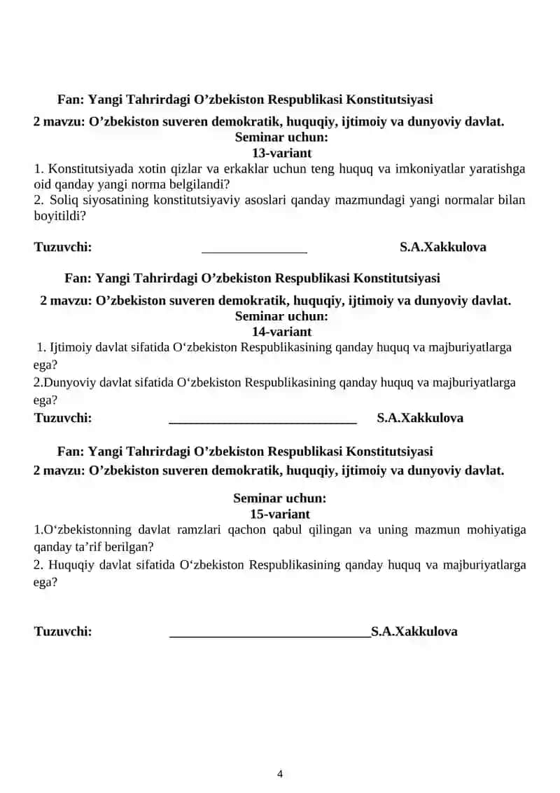 O’zbekiston suveren demokratik, huquqiy, ijtimoiy va dunyoviy davlat 4