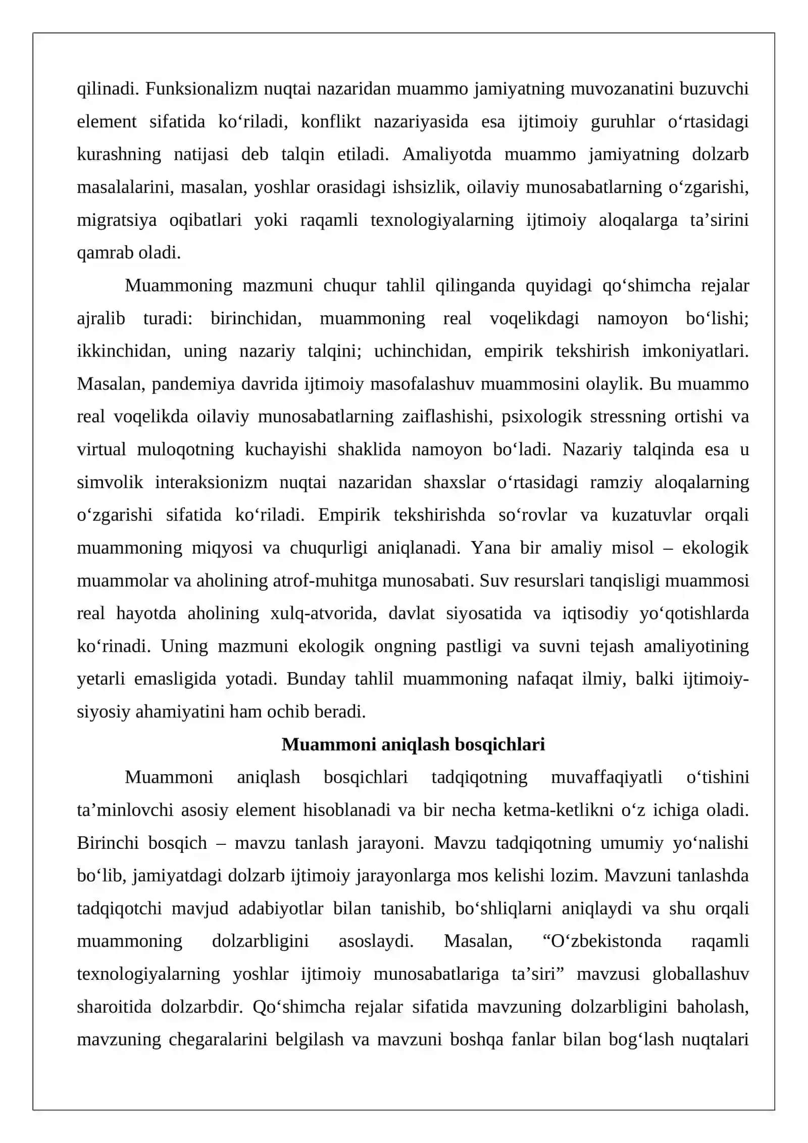 Sotsiologik tadqiqot muammosi va statistik rejasini asoslash 4
