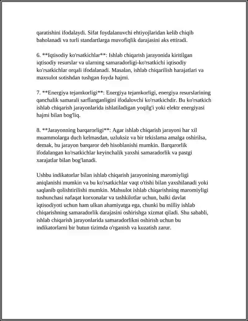 MAHSULOT ISHLAB CHIQARISH MAROMIYLIGI TAHLILI 4