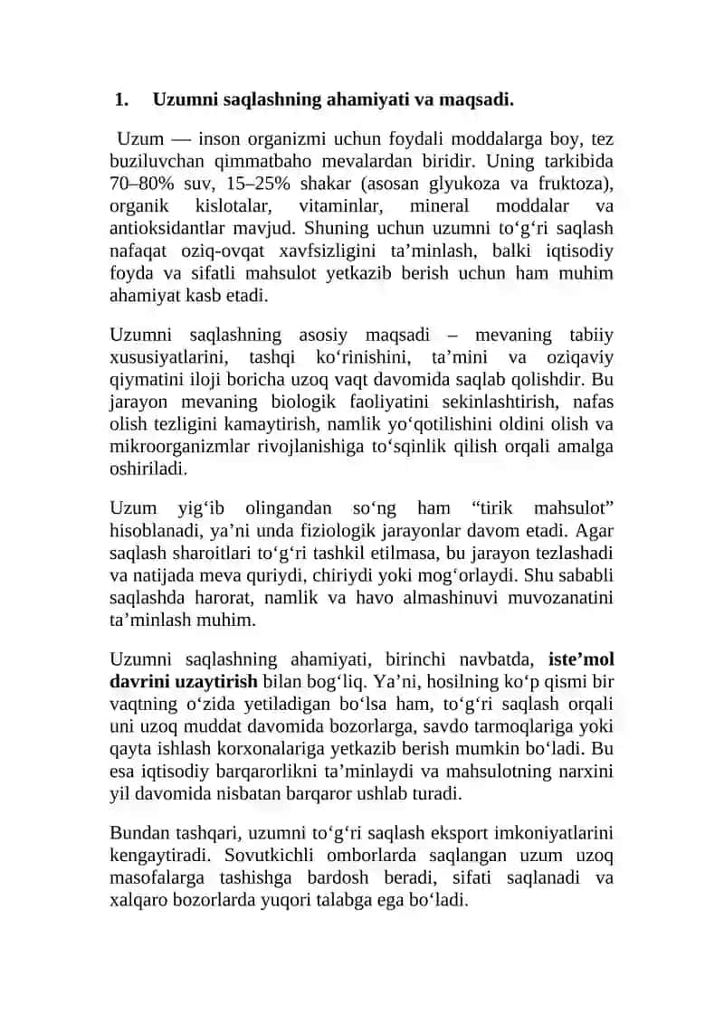 Uzumni uy va sanoat usulida sovutkichli omborlarida saqlash texnologiyasi. 4