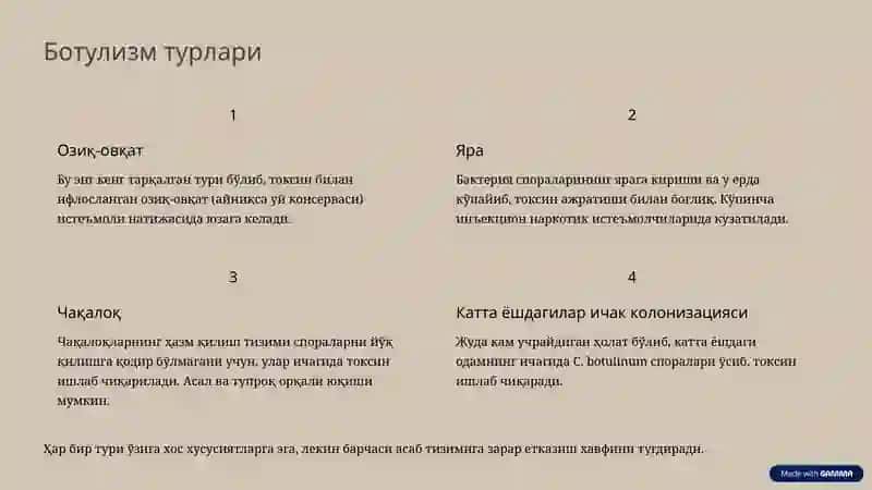 Ботулизм: Саломатликка таҳдид 4
