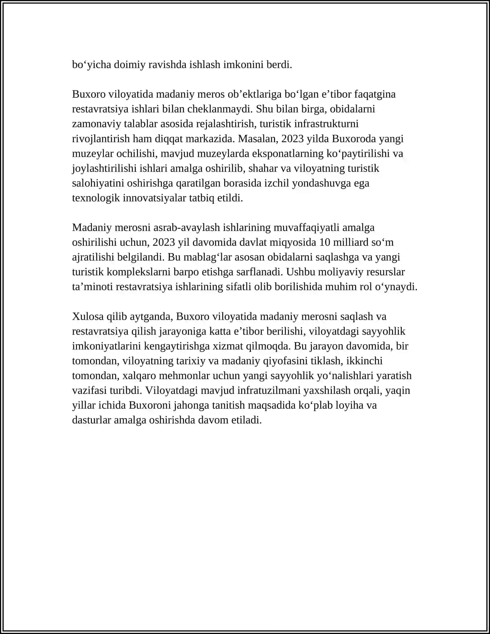 BUXORO VILOYATIDA SAYYOHLIK ISHLARINI RIVOJLANTIRISH YÕNALISHLARI 4
