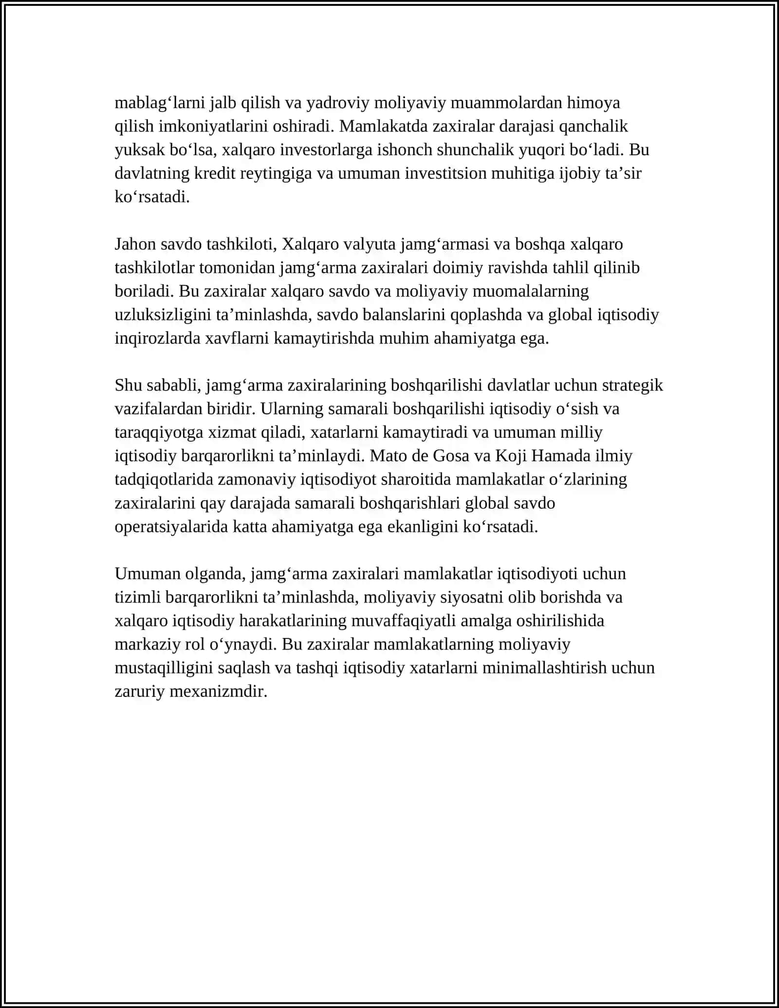XOʻJALIK YURITUVCHI SUBʼEKTLARDA TOVAR MODDIY ZAXIRALAR TANNARXINI ANIQLASH USULLARI MAVZUSIDA KURS ISHI 4