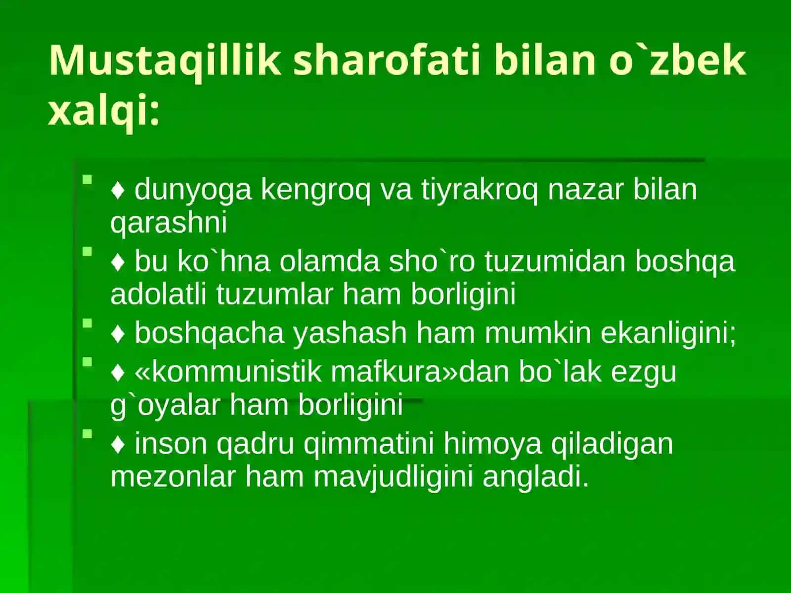 O'zbekiston Mustaqil Suveren Davlat 4
