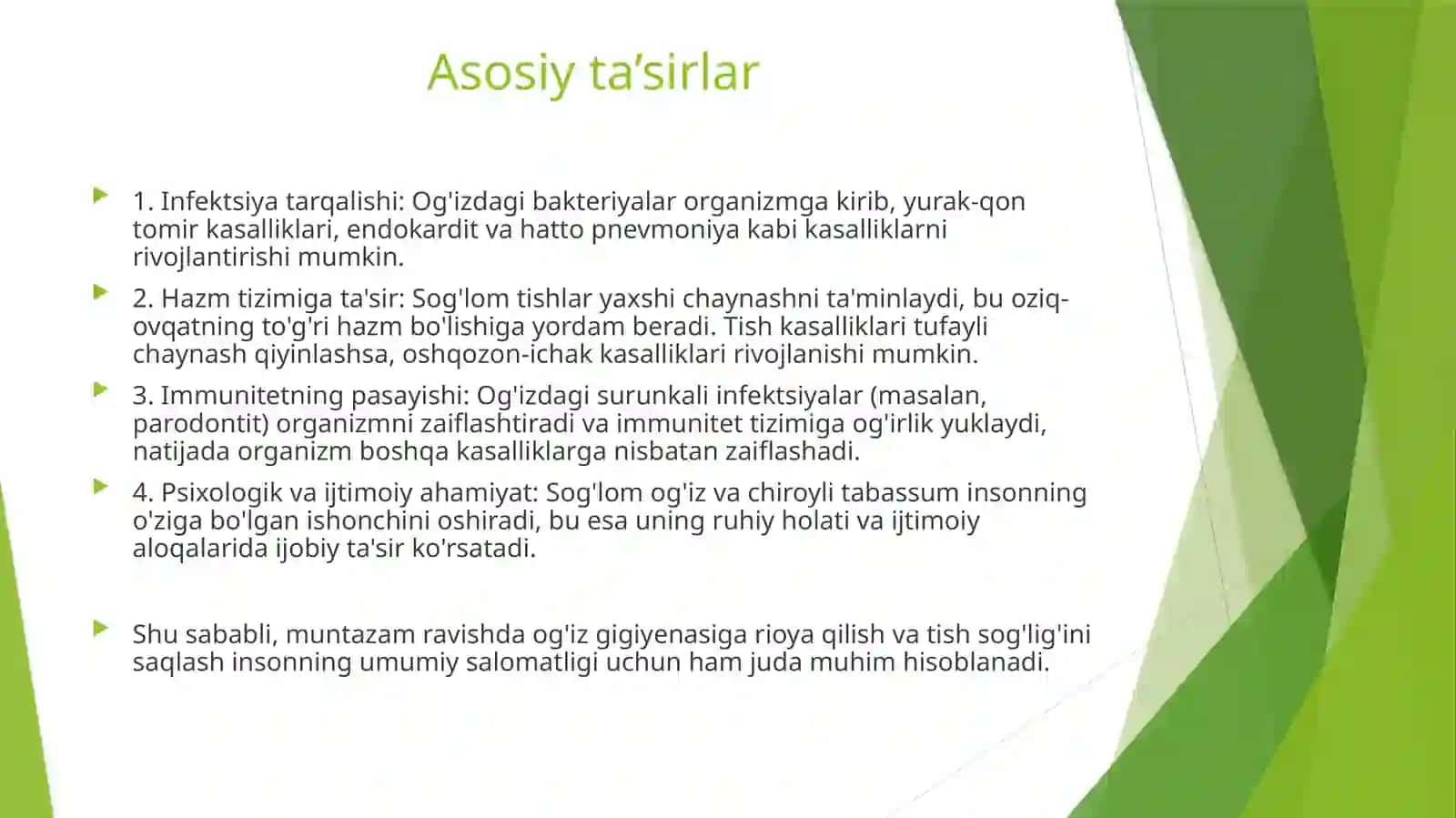 Og’izbo’shlig’Igigienasi.Asisiyvaqo’shimchatozalashvositalari 4