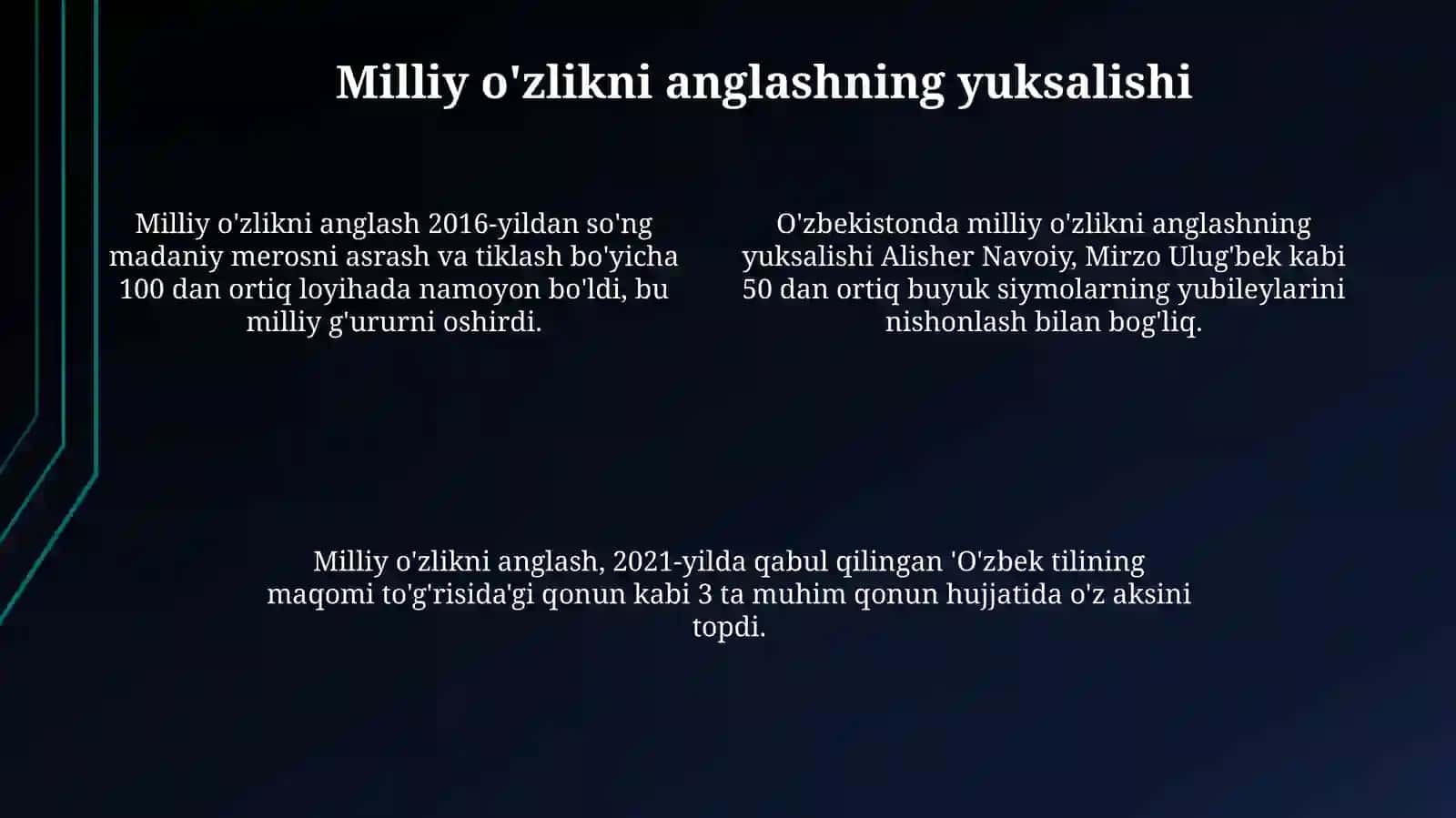 Yangi O'zbekistonda amalga oshirilayotgan maʼnaviy oʻzgarishlar 4