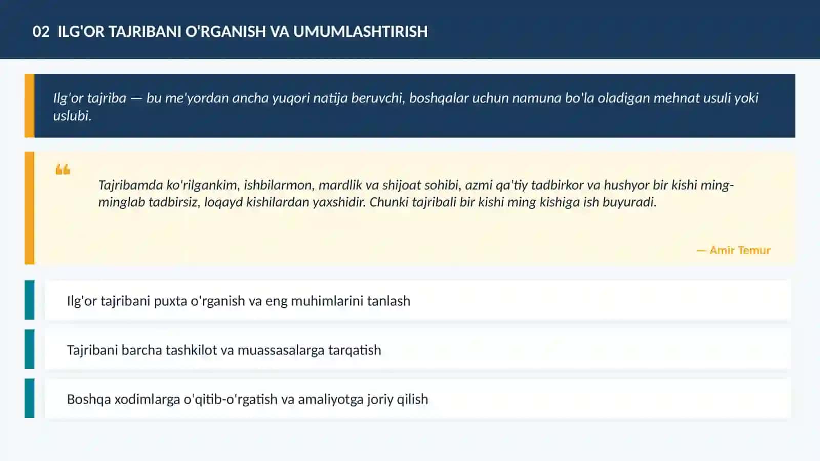 Mehnatning usul va uslublarini joriy etish 4