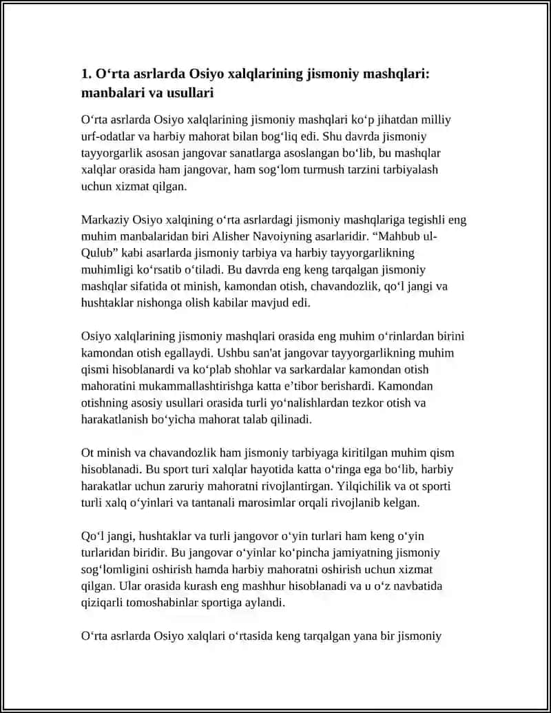 Oʻrta asrlarda Osiyo xalqlarining jismoniy mashqlari: manbalari va usullari 4