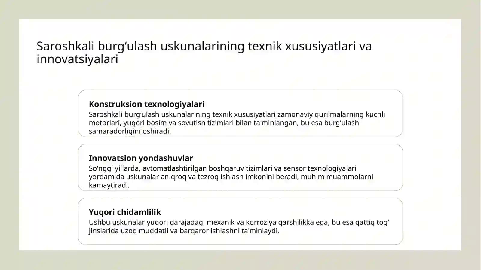 Togʻ jinslarni saroshkali burgʻulash stanogi yordamida burgʻulash 4