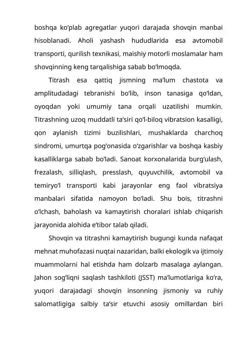 Shovqin va titrashni tasniflash, muhofaza chora-tadbirlarini belgilash 4