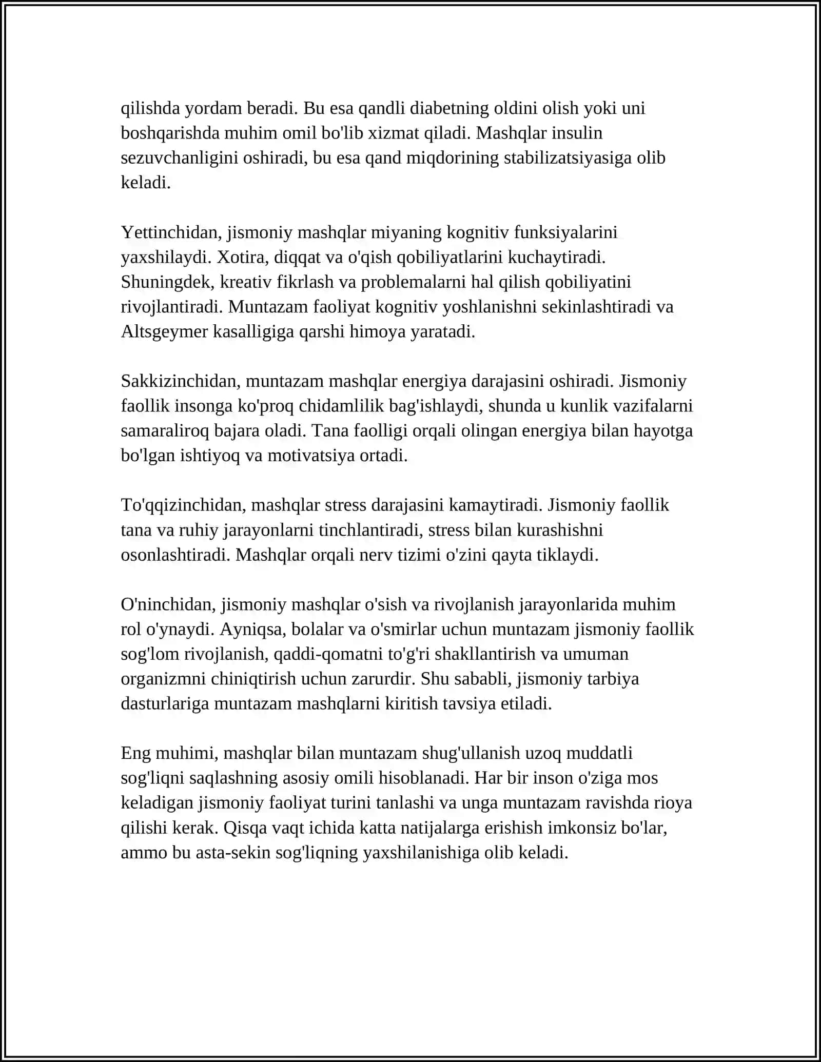 JISMONIY TARBIYA BILAN SHUGʻULLANISHDA MASHQLARNING AHAMIYATI MAVZUSIDA REFERAT 4