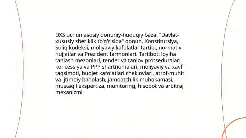 Davlat-xususiy sheriklik siyosati va loyihalarini boshqarish 4