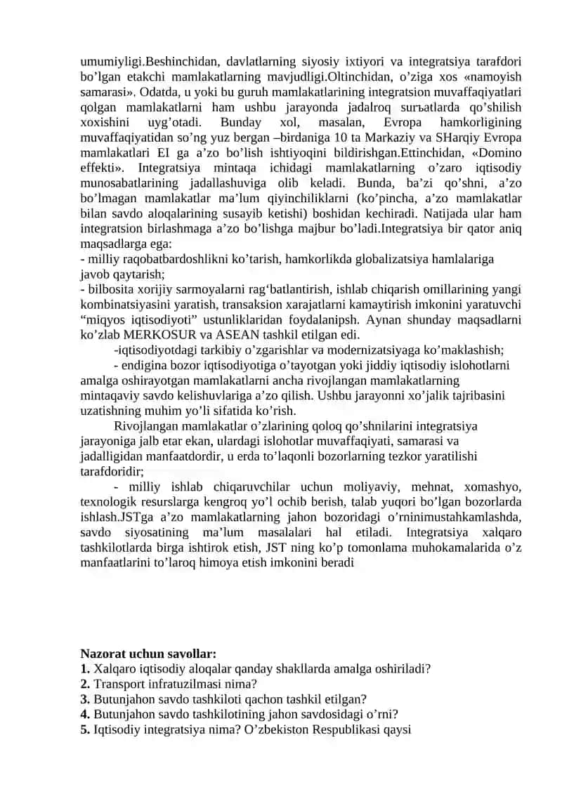 Хаlqаrо iqtisоdiy munоsаbаtlаr tizimi vа uning аsоsiy shаkllаri 4