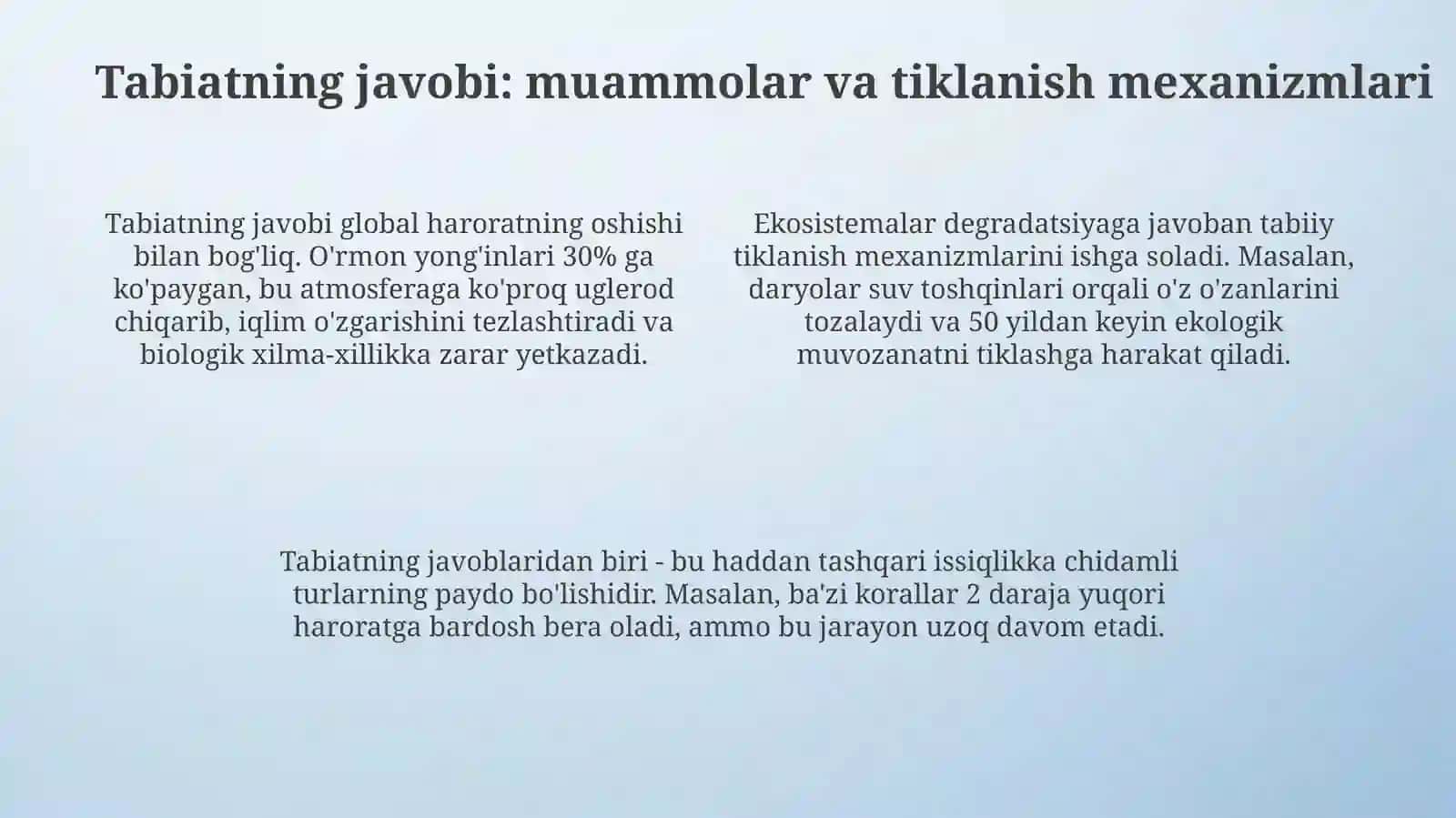 Inson faoliyatining tabiatga ta'siri va tabiatning javobi 4