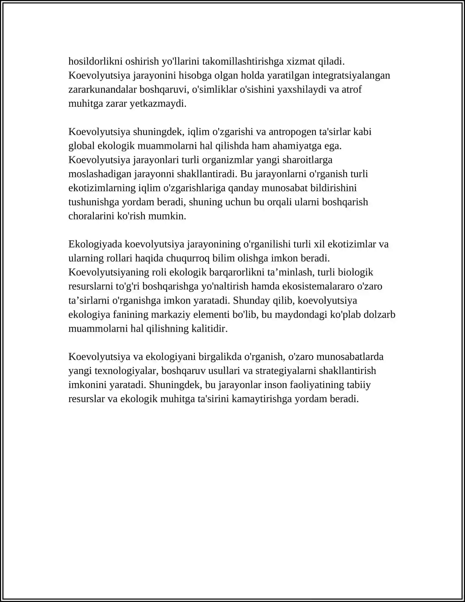 KOEVOLYUTSIYA VA EKOLOGIYA:MUAMMO VA YECHIM 4