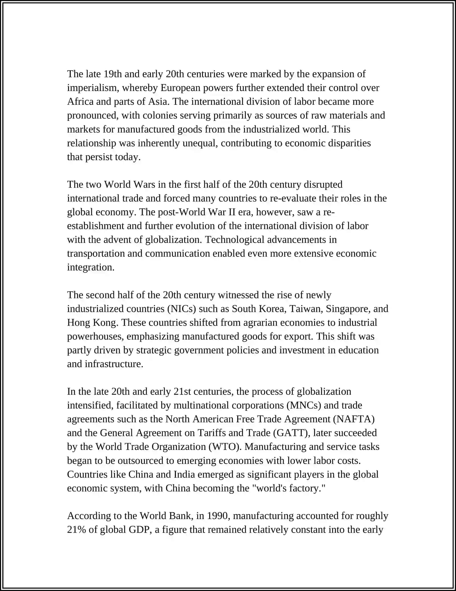 INTERNATIONAL DIVISION OF LABOR AS THE MATERIAL BASIS FOR THE FORMATION OF THE WORLD ECONOMY 4
