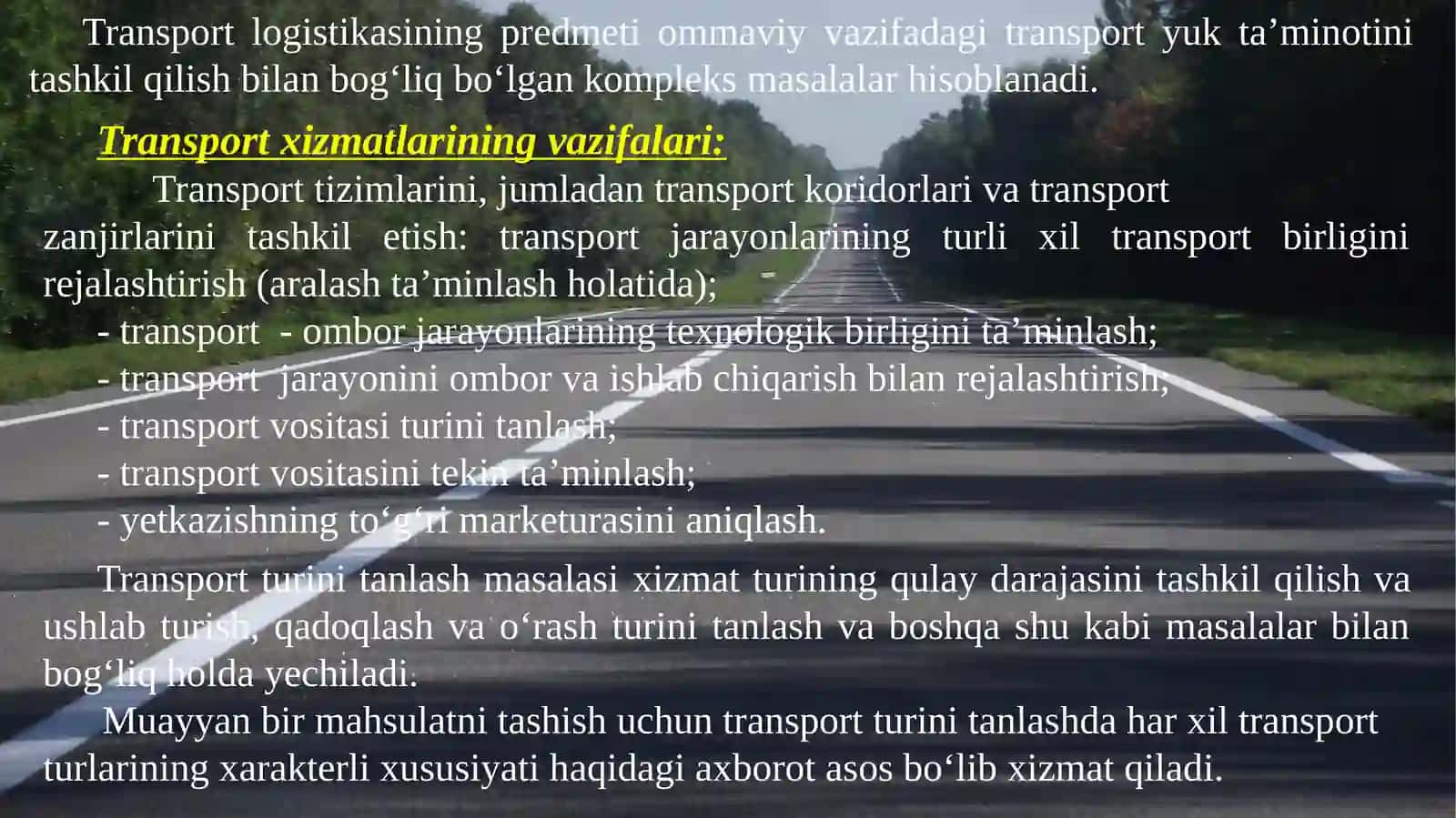Transport turlari va ularda xavfsizlik 4