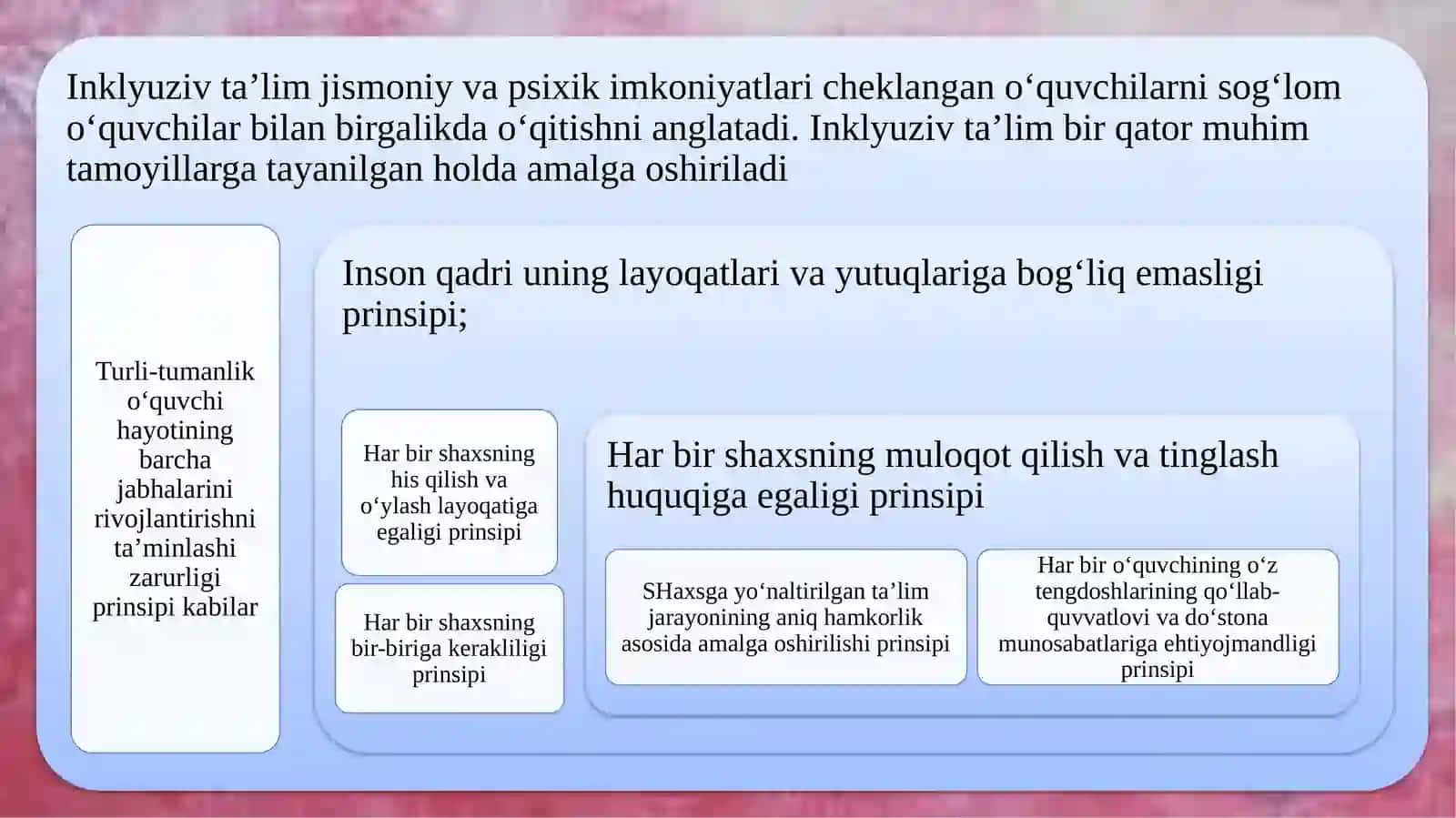 Inklyuziv ta'lim. Inklyuziv ta'lim sharoitida tyutorlik amaliyotini tashkil etish 4