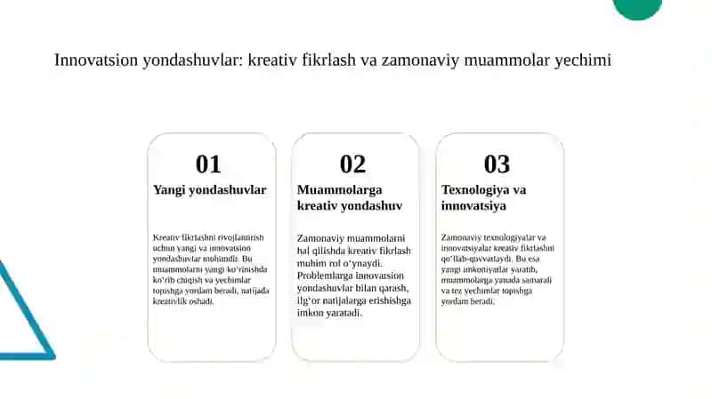 Kreativ fikrlashning inson faoliyatidagi ahamiyati va uning dolzarbligi 4