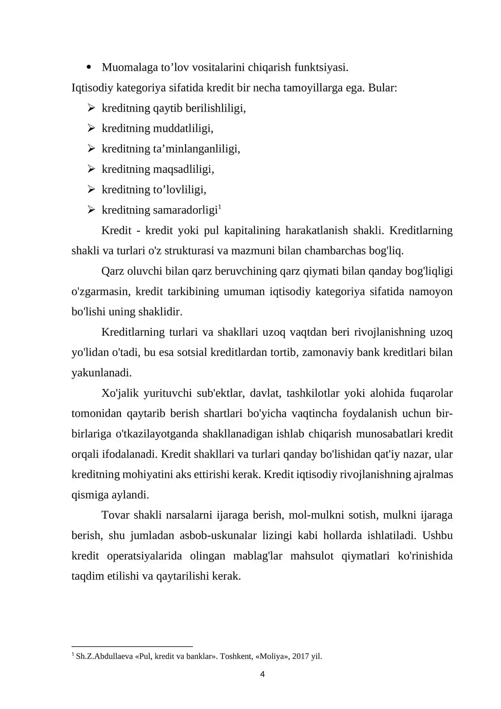 KREDIT TUSHUNCHASI, BELGILARI, TURLARI VA SHARTLARI 4
