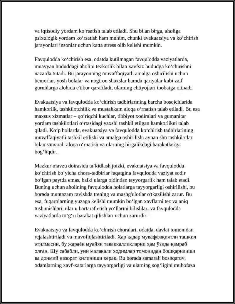 FAVQULODDA VAZIYATLARDAN JABR KO'RGAN FUQAROLARNI IJTIMOIY HIMOYA QILISH 4