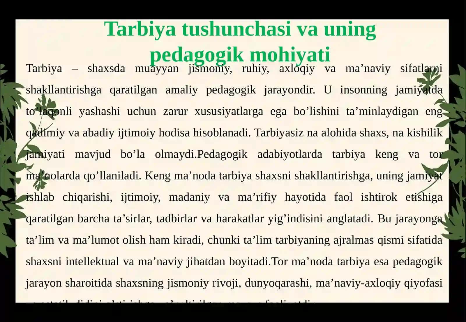 TARBIYA TURLARI VA ULARNI AMALGA OSHIRISH YO’LLARI 4