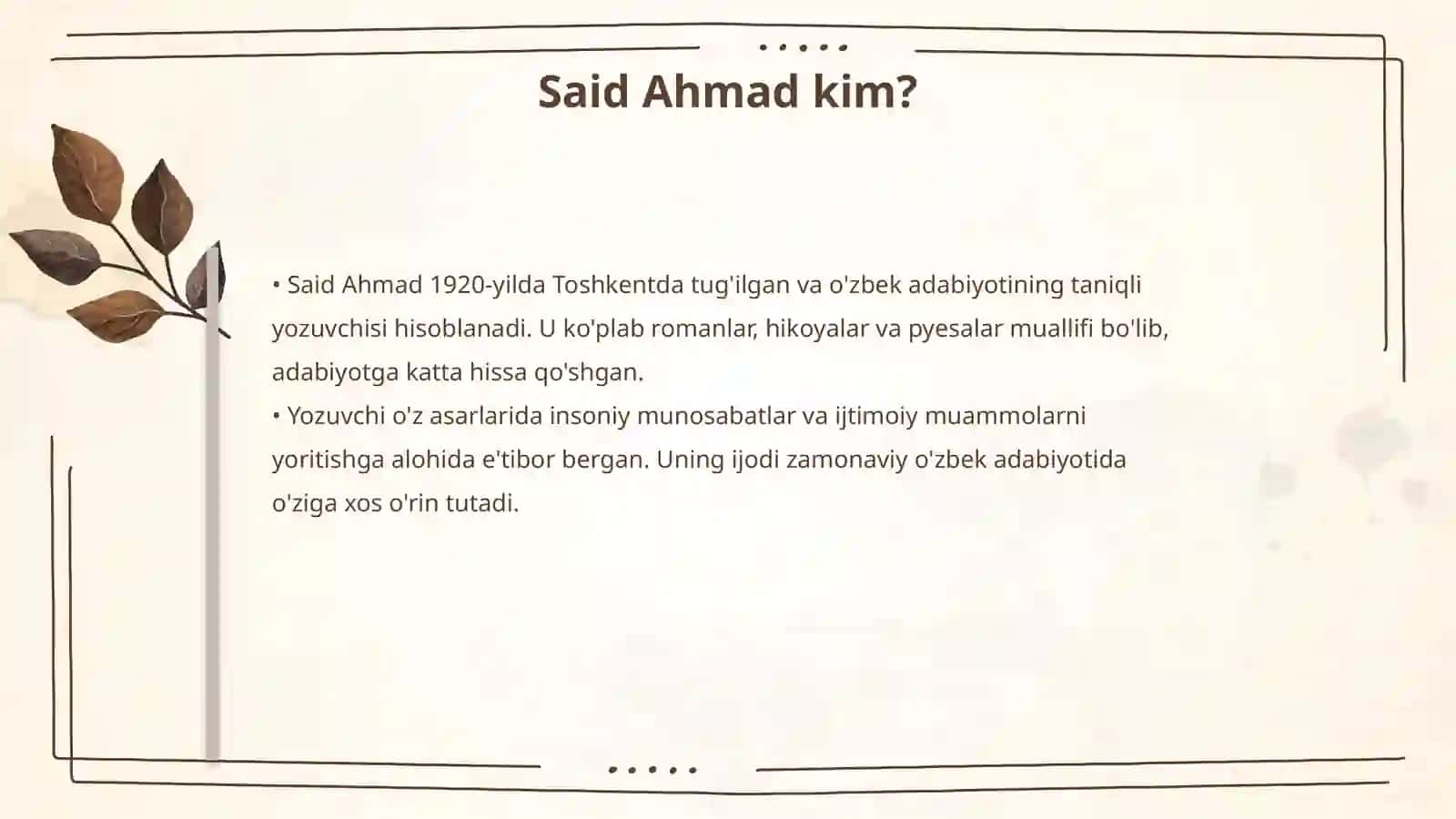 Said Ahmad "Ufq" romanida shaxs fojiyasi 4