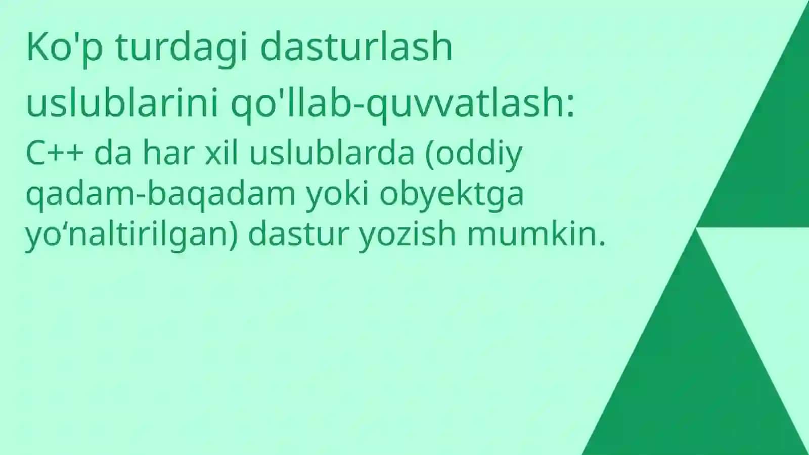 C++ Dsturlash tili va uning xususiyatlarini o’rganish 4