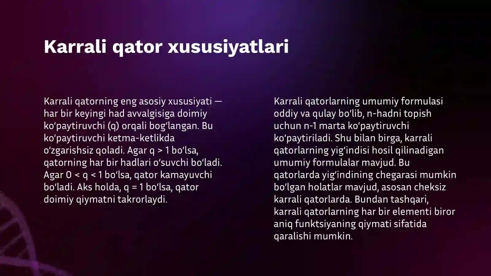 KARRALI QATORLAR 4