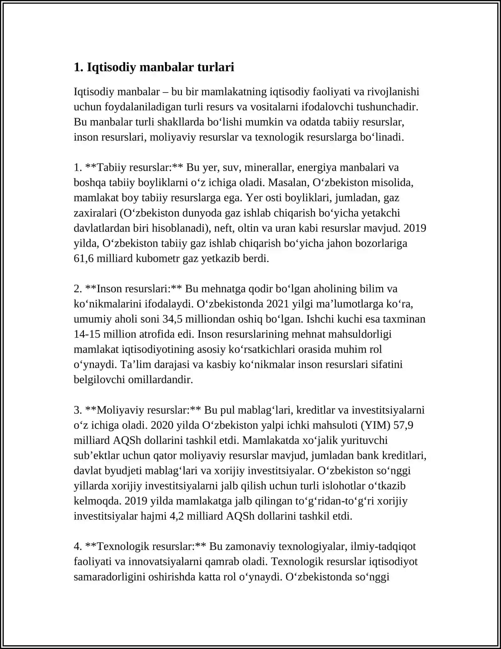 IQTISODIY MANBALAR TURLARI VA ULARNI TASHKIL QILISHNI ASOSIY PRINTSIPLARI 4
