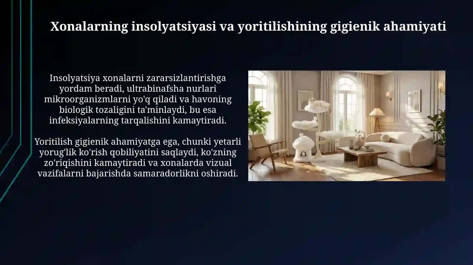 Xonalar insoliyatsiyasi va yoritilganligi 4