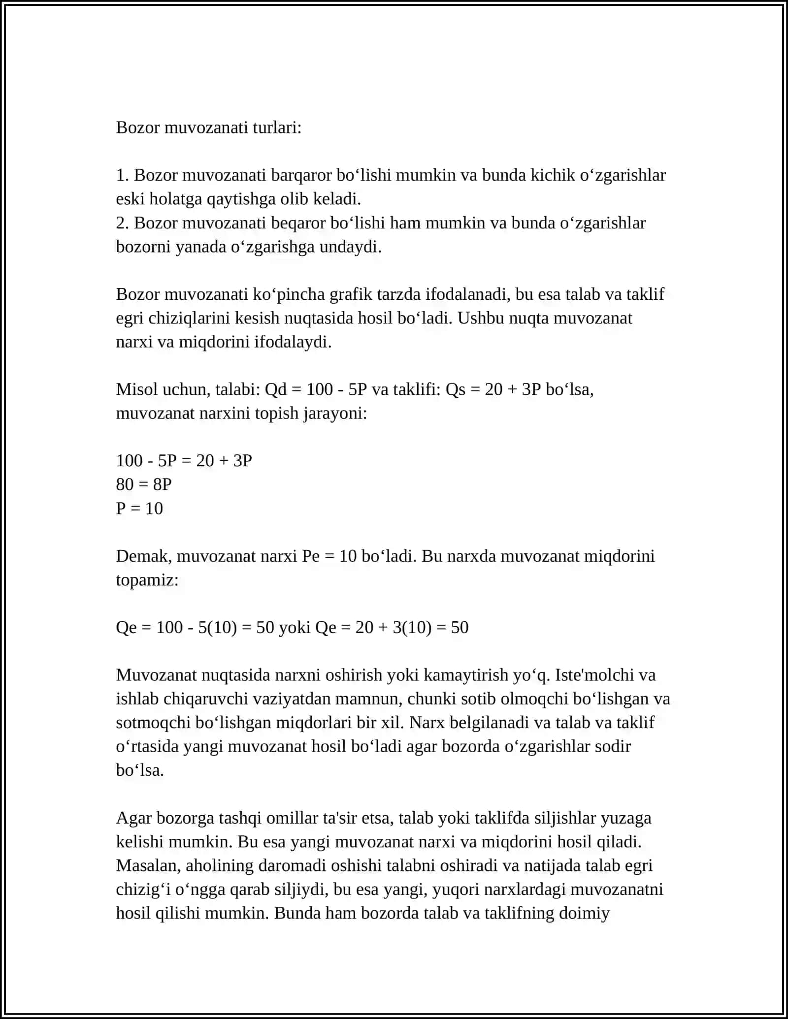 BOZOR MUVOZANATI VA UNING IQTISODIY AHAMYATI 4