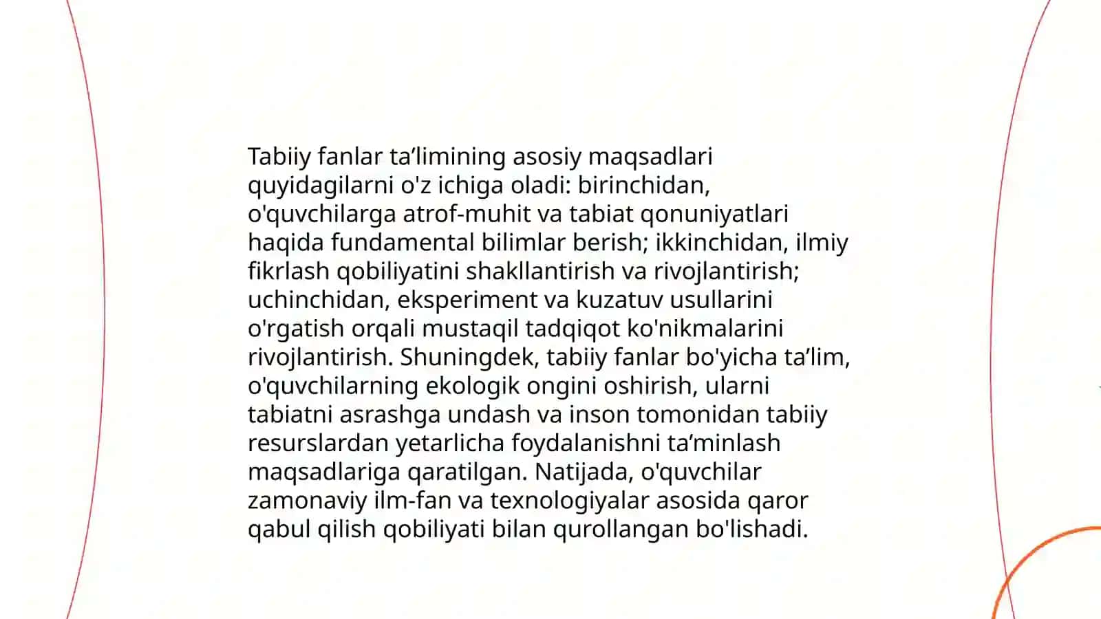 Boshlang'ich ta'lim tabiiy fanlarining predmeti, maqsadi va vazifalari 4