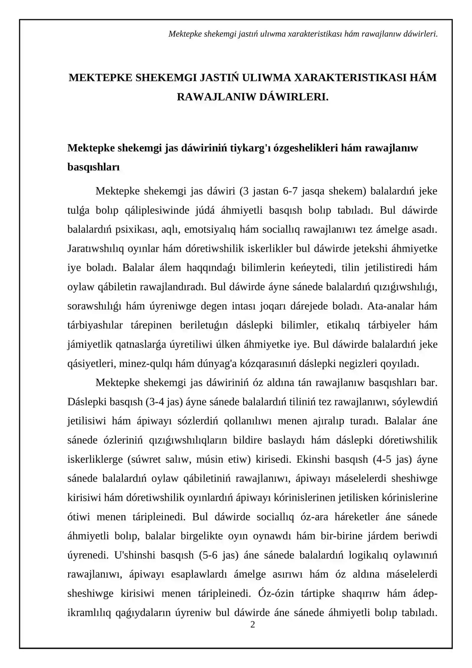Mekepke shekemgi jastagi balalardin rawajlaniw basqishlari 4