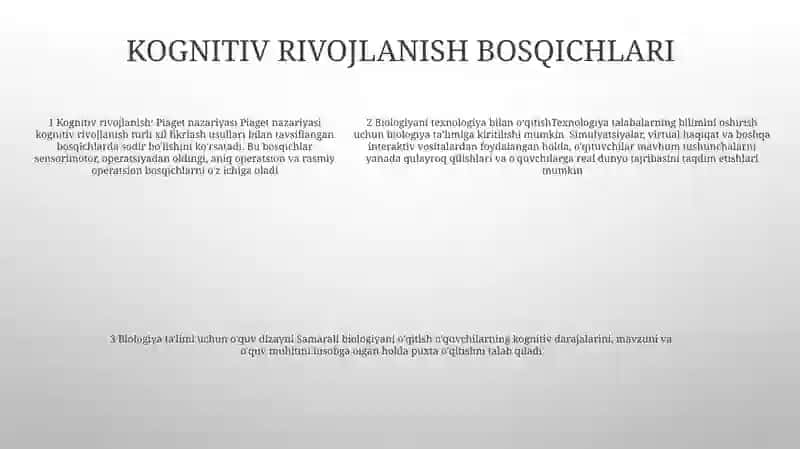 Biologiyadan MashgʻUlotlarni Rivojlantiruvchi TaʼLim Texnologiyasi Asosida Loyihalash 4