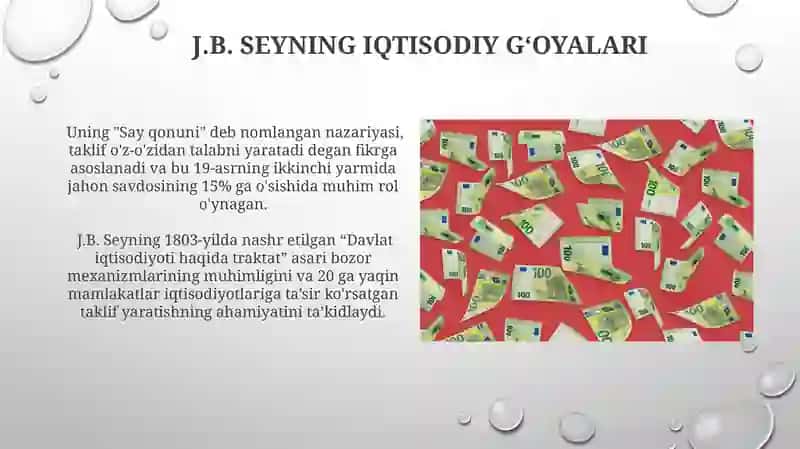 Fransiyadagi iqtisodiy qarashlar. J.B.Seyning iqtisodiy g’oyalari 4
