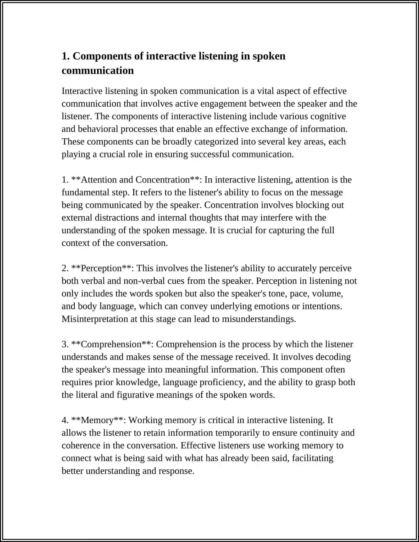 Components of Interactive Listening in Spoken Communication 4