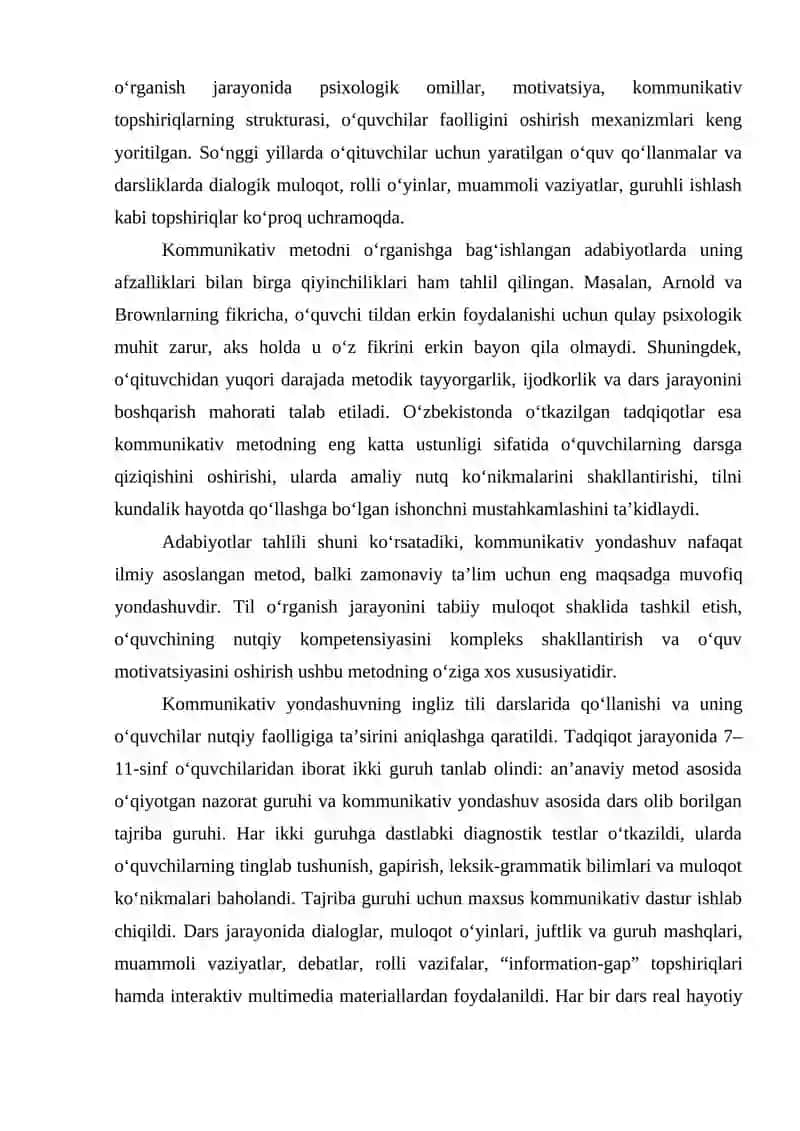INGLIZ TILINI O‘QITISHDA KOMMUNIKATIV YONDASHUVNING SAMARADORLIGI 4