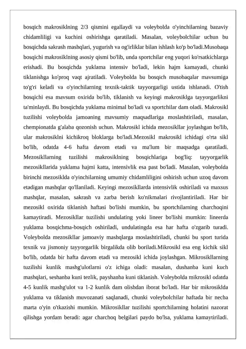 Yillik tayyorgarlik sikllari va bosqichlarida o‘quv-mashg‘ulotlarini rejalashtirish va tashkil qilish 4