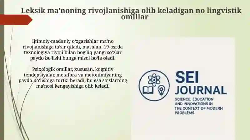 Leksik ma’no taraqqiyotiga olib keluvchi lisoniy va nolisoniy omillar 4