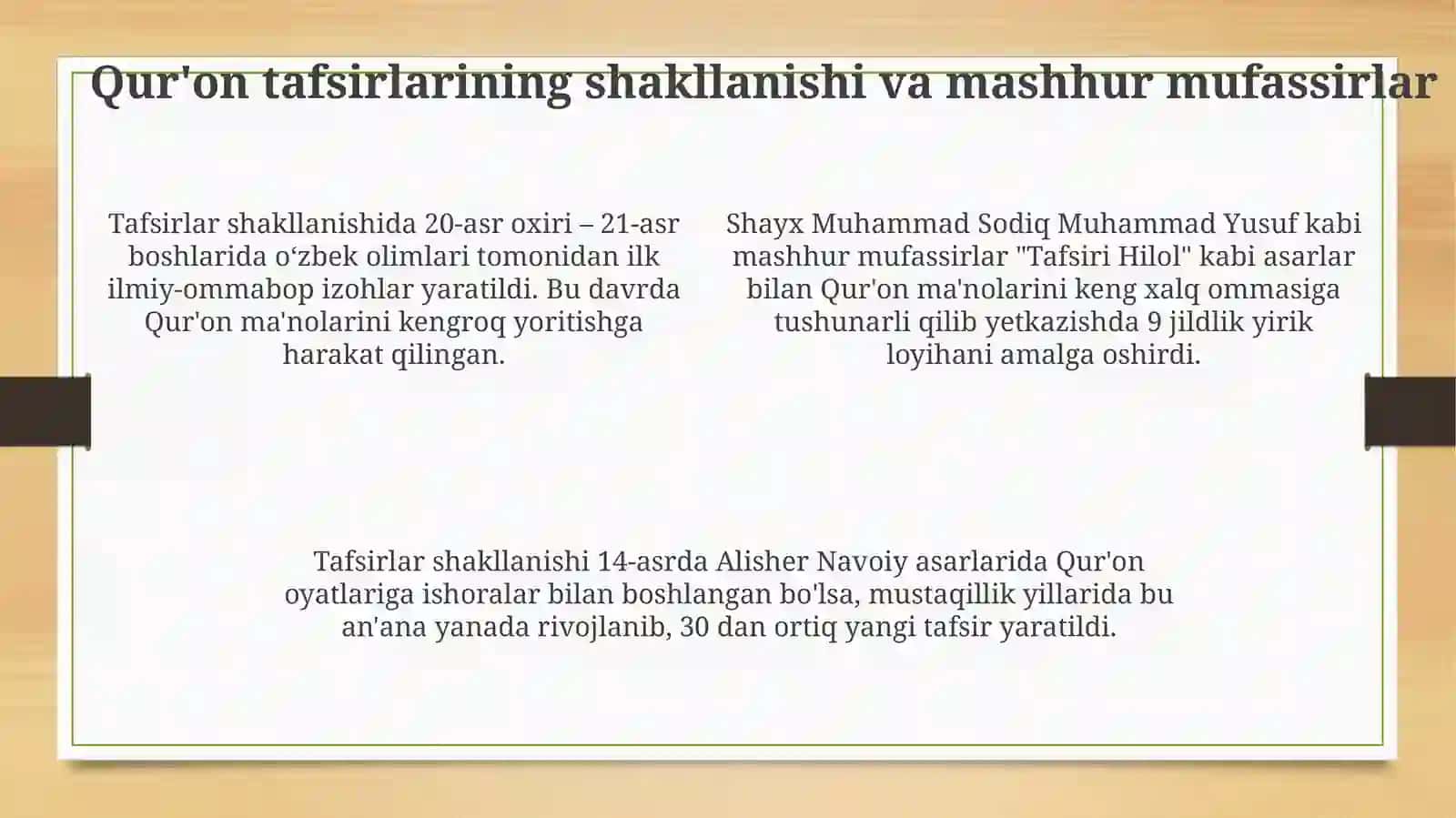 Mustaqillik yillarida Qur onning o'zbek tiliga tarjima qilinishi va tafsirlari 4