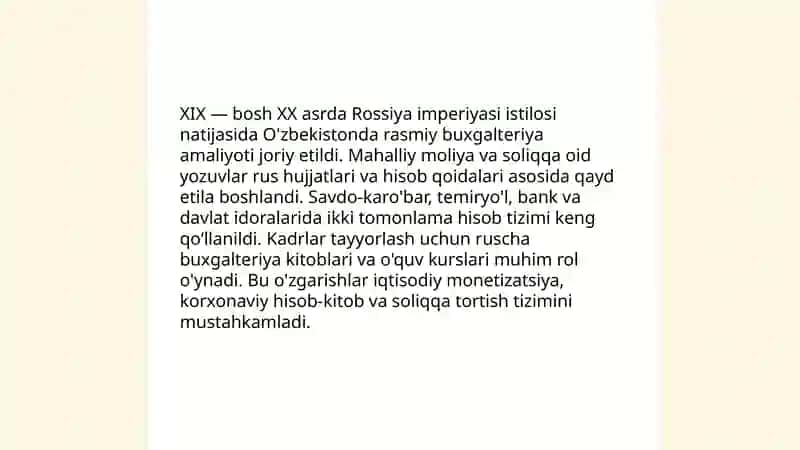 O'zbekistonda buxgalteriya hisobining rivojlanish tarixi 4