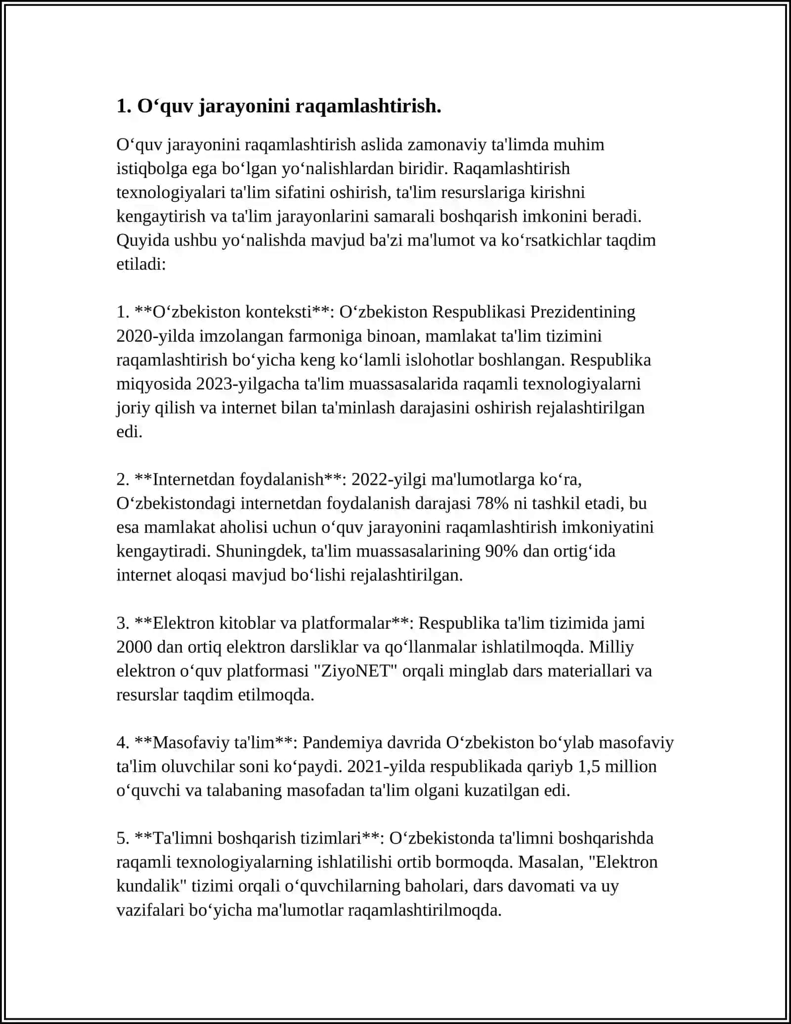 OʻQUV-TARBIYA JARAYONINI AXBOROT-METODIK TAʼMINOTINI VA OʻQUV MUASSASASI TASHKILIY-BOSHQARUV TIZIMINI AVTOMATLASHTIRISH 4