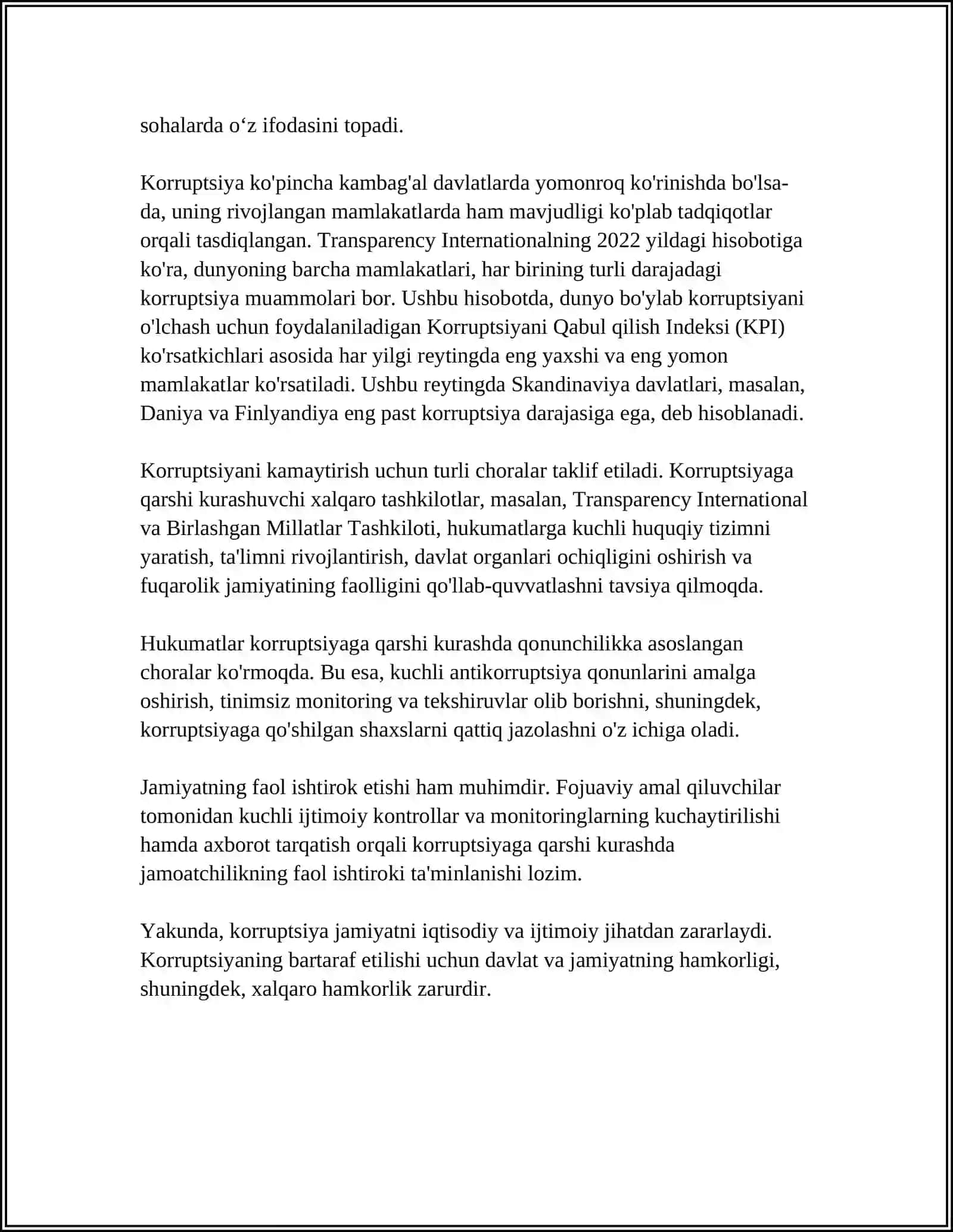 BIZ KARUPSIYAGA QARSHIMIZ MAVZUSIDA REFERAT 4