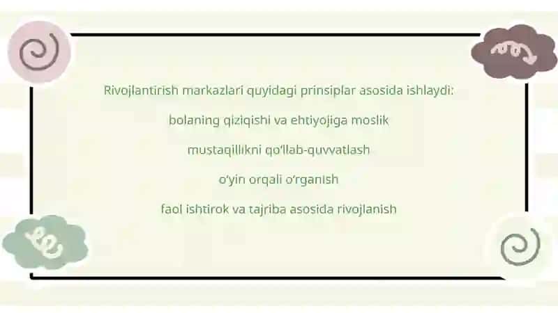 MTT guruhlarida tashkil etiladigan rivojlantirish markazlari va ularda ishlashning o'ziga xosligi 4